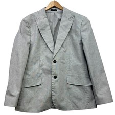 Express Mens Slim Fit Double Button Blazer Jacket Size 42R Light Gray Workwear
