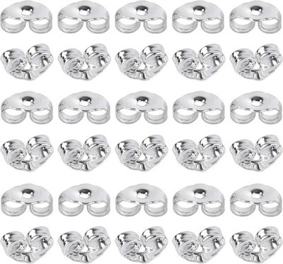 SANNIX 30pcs/15 Pairs 925 Sterling Silver Earring Backs Replacement Secure Ear L