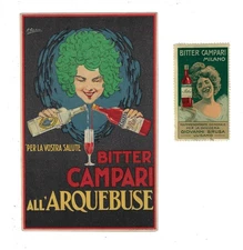 Italian Advertising Postcard Bitter Campari All Arquebuse w/ Stamp 2570