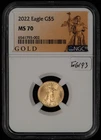 2022 G$5 1/10 oz Gold American Eagle - Tenth-Ounce - NGC MS 70 - SKU-G6193