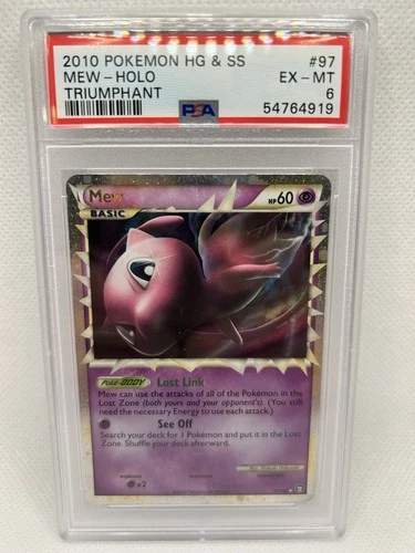 2010 Pokemon Mew Prime Triumphant Holo Card #97/102 PSA 6