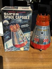 Vintage 1960s Horikawa Super Space Capsule Tin Toy Japan w/ Original Box - Parts