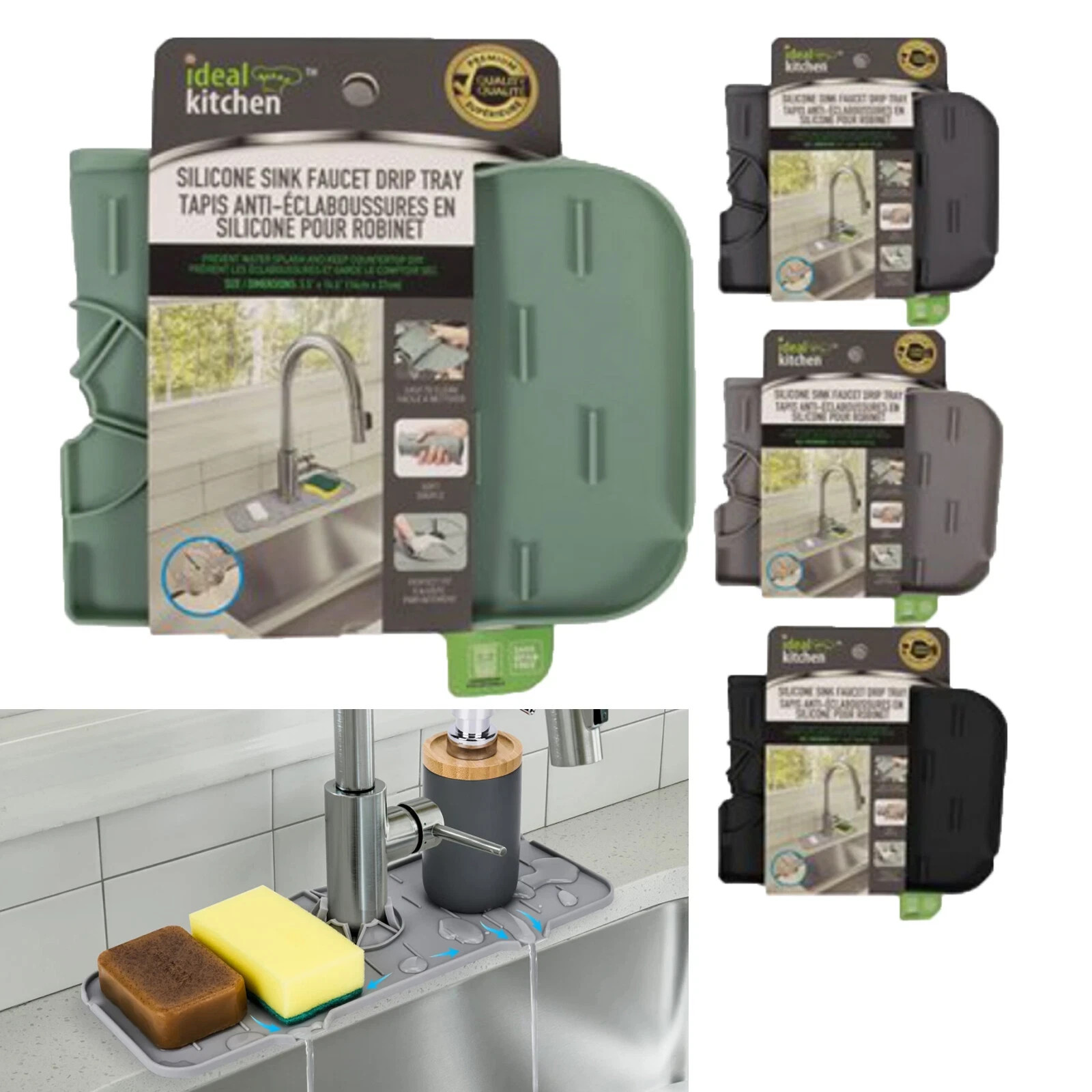 Kitchen Faucet Sink Splash Guard Silicone Drain Pad Faucet Water Catcher Mat