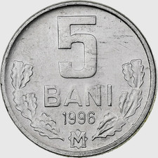 MOLDOVA 5 BANI KM-2 1996 x 1 Pcs REPUBLIC COAT of ARMS EUROPEAN Moldovan COIN