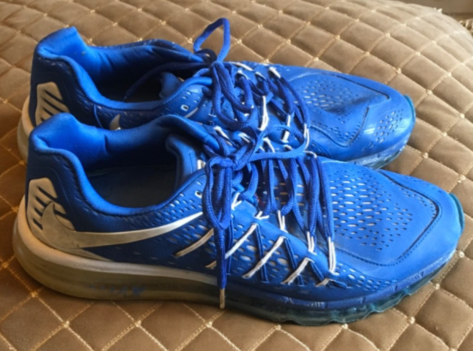 Size 12 Nike Air Max 2014 Mens 698903-043 Royal Blue Mesh White Athletic Shoes