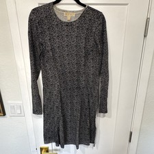 Michael Kors Women's Black/White Herringbone Knit Sweater Dress Logo Stretch M