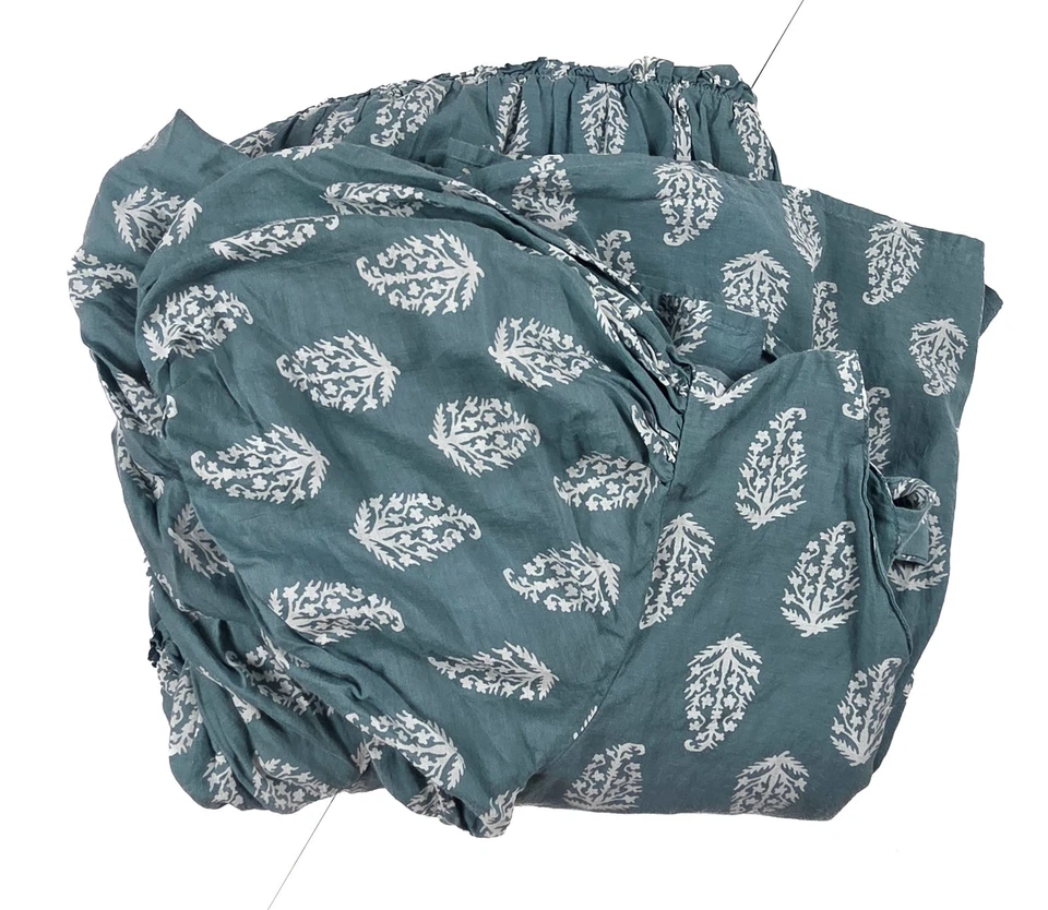 Maxi vestido para mujer Lucky Brand verde azulado con mangas abullonadas Cottage Core talla mediana Foto 3 de 4