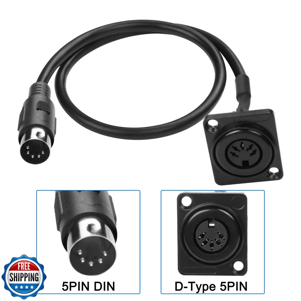 MEIRIYFA D-Type DIN 5PIN MIDI Cable Female to Male Extension Cord Panel Mount - Image 4 of 4