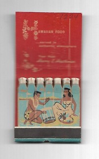 FEATURE MATCHBOOK ALOH ROOM HAWAIIN FOOD HEATHMAN HOTEL TIKI DRUMMER STICK