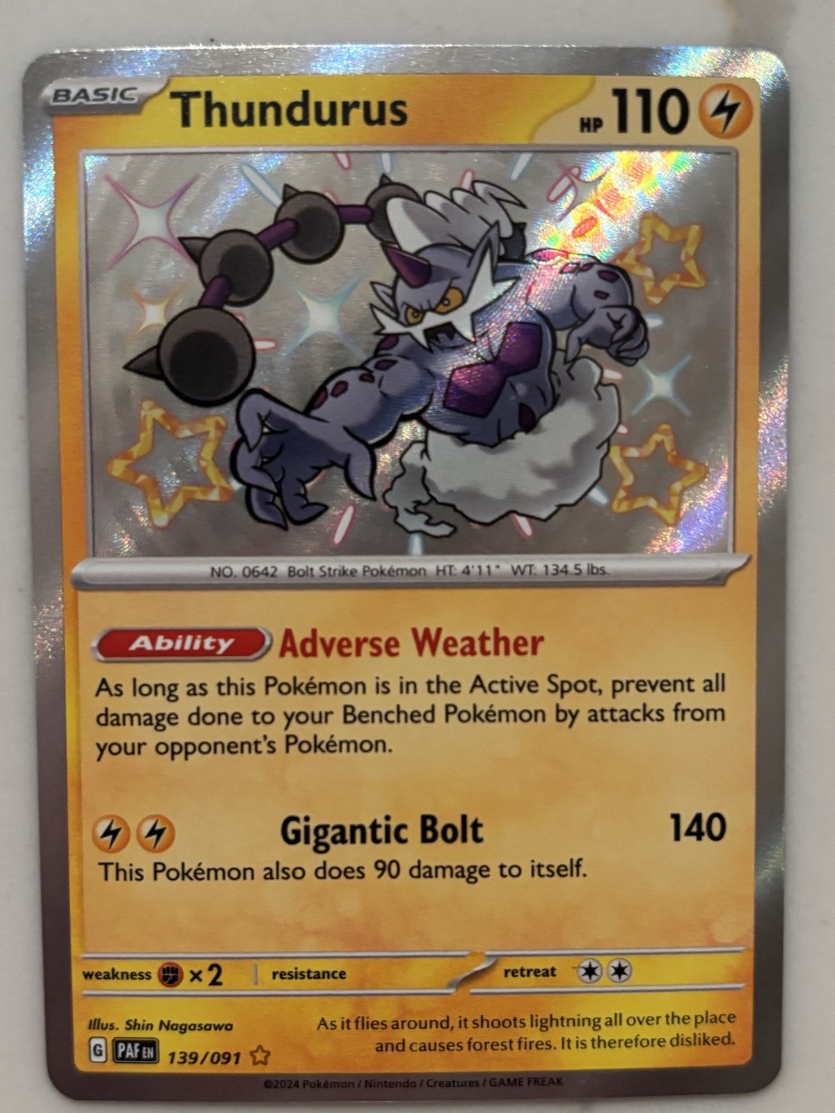 Thundurus 139/091 Sv: Paldean Fates Holo NEAR MINT