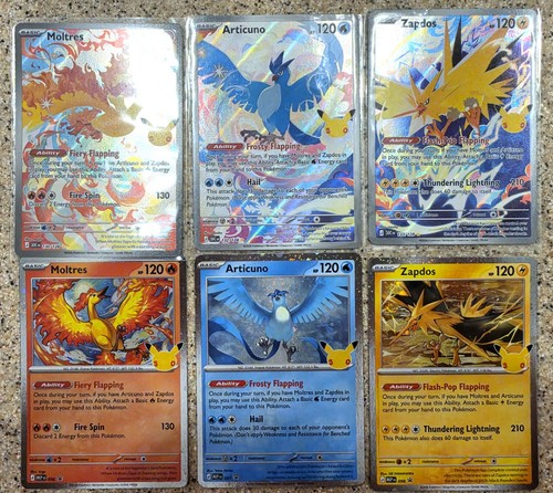 Pokemon 30th Celebration Moltres (130/128) Zapdos (133/128) Articuno (132/28) NM