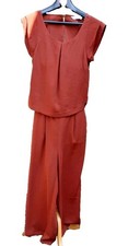 Numph Jumpsuit Rust EU 36 UK 8 Wide Leg Slit Back Top Charity Sale CLEARANCE