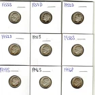 LOT/10 ROOSEVELT DIMES DATE RANGE 1946-1961 MOSTLY "S" MINT MARKS 1 DAY SHIP