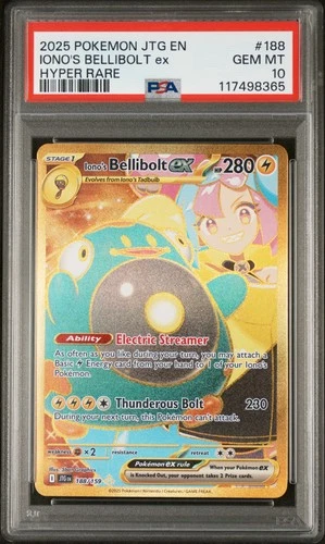 2025 POKEMON JTG EN-JOURNEY TOGETHER HYPER RARE #188 IONO'S BELLIBOLT EX PSA 10