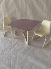 Vintage Barbie Dream House Table Top With Base 2 Chairs Dining Purple Retro 1977