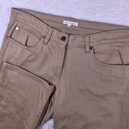 Eileen Fisher Straight Womens M Pants Beige Stretch 5-Pocket Mid-Rise Portugal