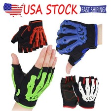 Riding Cycling Fingerless Gloves Men Women's Skull Skeleton Motorcycle Gloves
