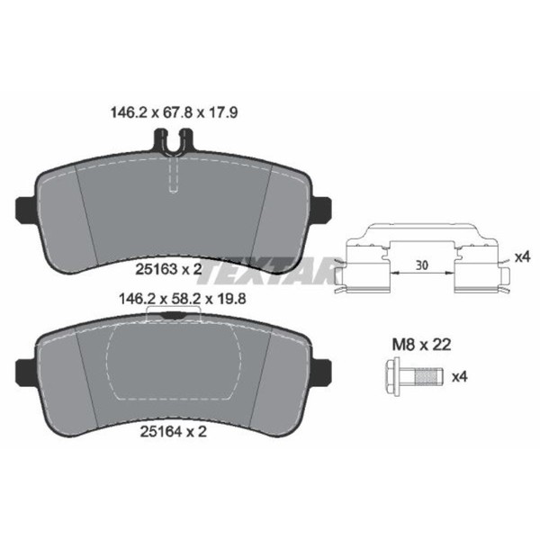 Textar BremsbeläGe Bremsbelegsatz Hinten FüR Mercedes-Benz C-Klasse T-Model-image