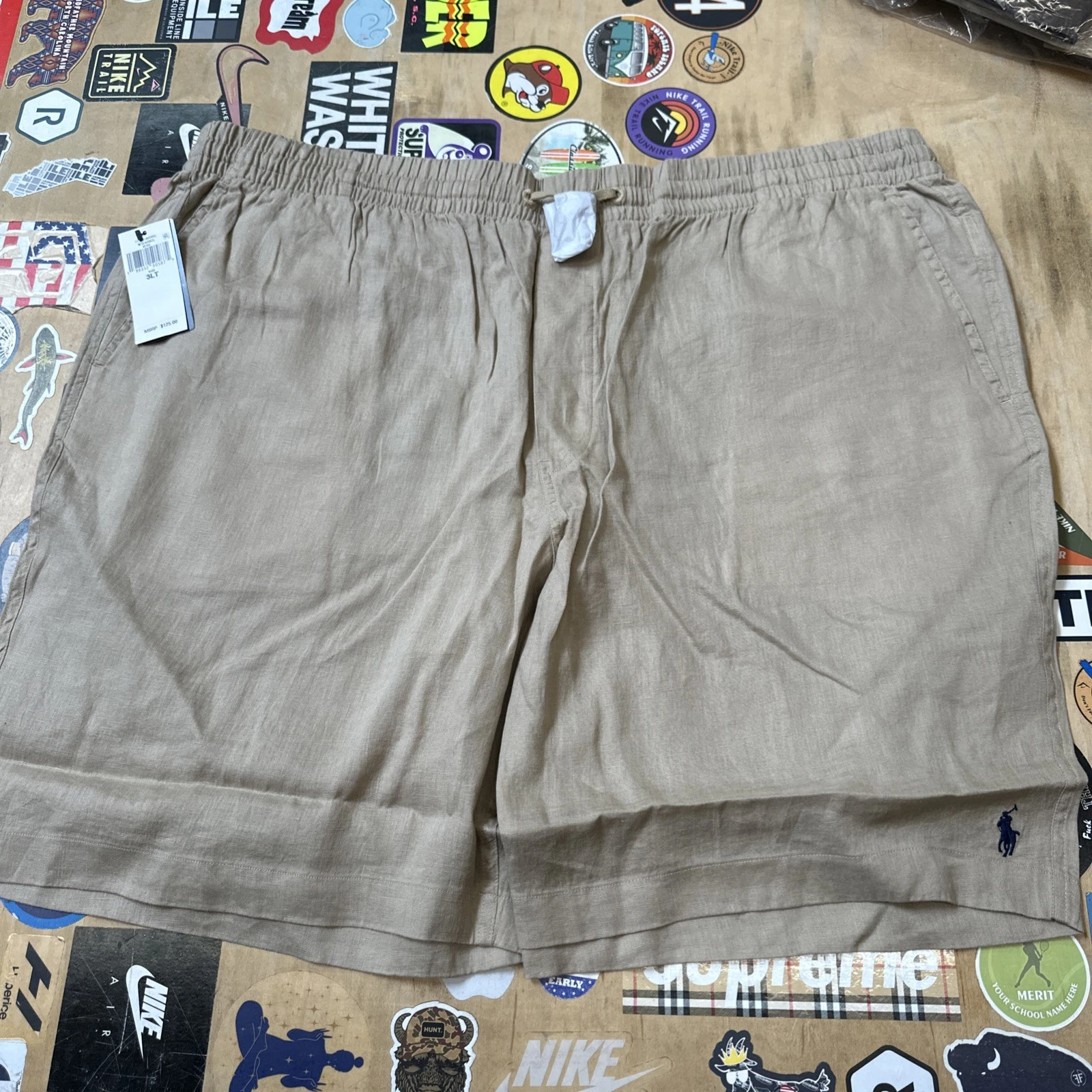 Polo Ralph Lauren Classic Fit Shorts Big & Tall Size 3LT NWT Khaki Stretch Linen