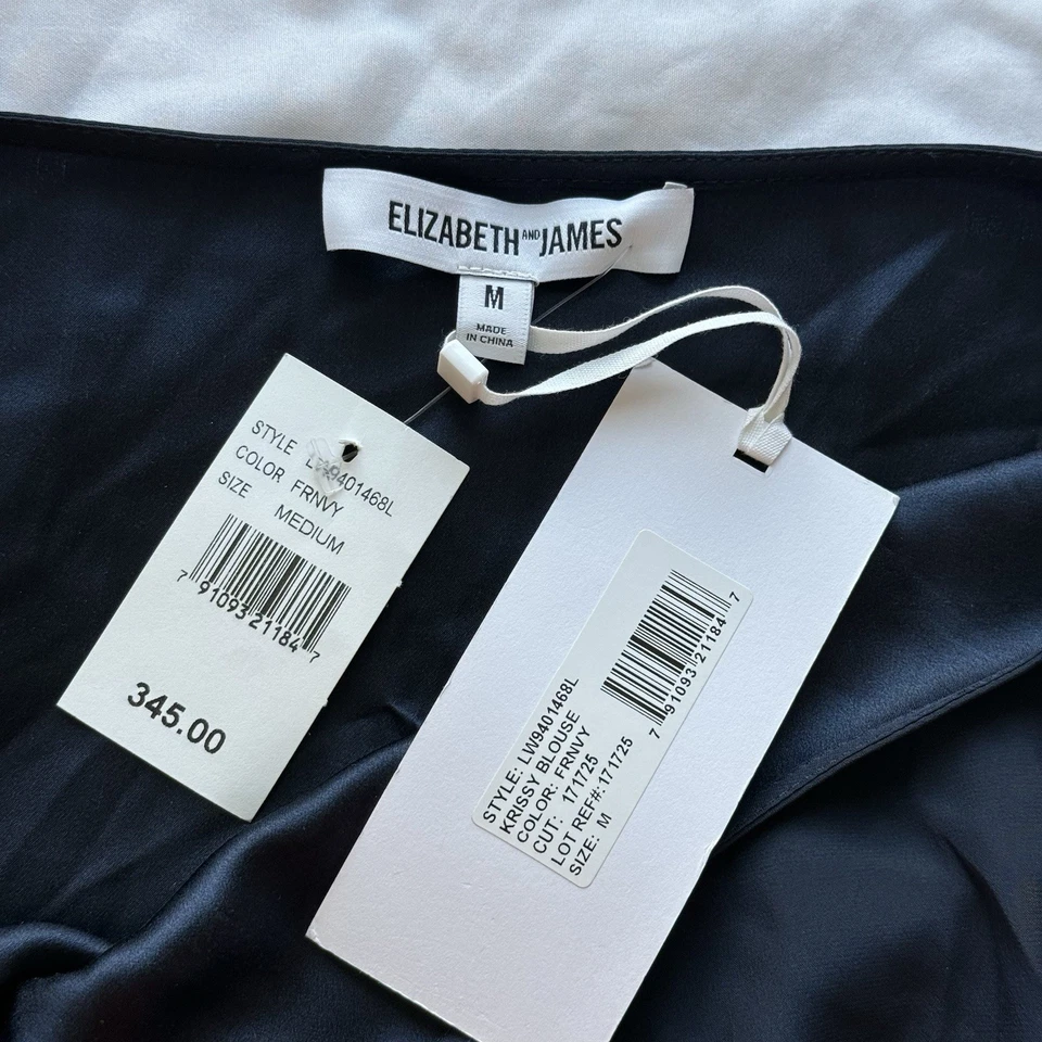 NUEVA Blusa Elizabeth And James Azul Krissy Dobladillo Asimétrico Volantes Seda Lujo Nueva con Etiquetas Foto 3 de 4