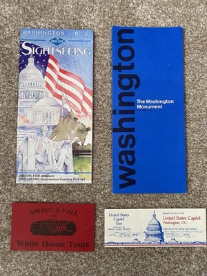 White House & United States Capitol Tour Tickets 1990 & Washington DC Leaflets