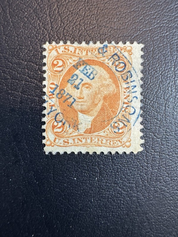 US Scott #R15c 2c Revenue Stamp- Used, NH, Blue Cancel