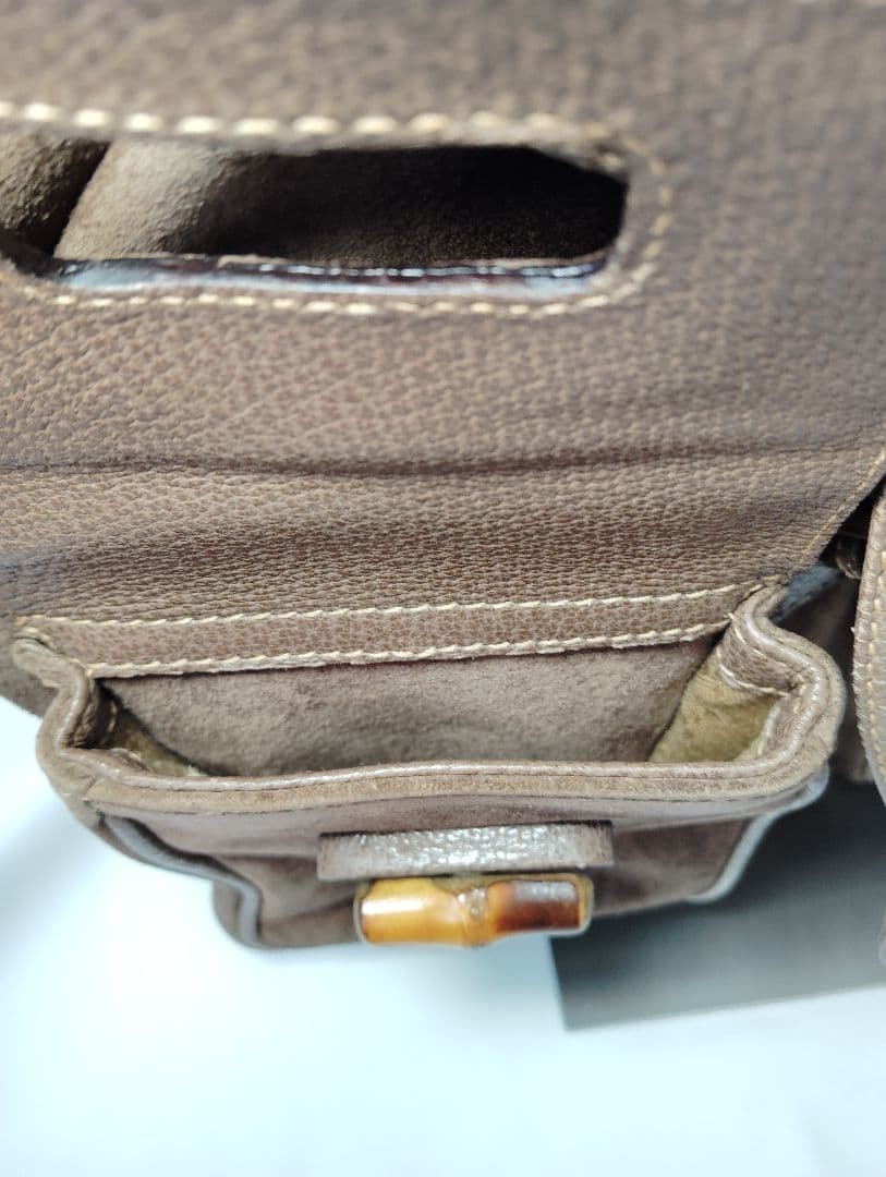 GUCCI Brown Suede Bamboo Backpack Women's Designer Authentic Rare Bag thumbnail 19