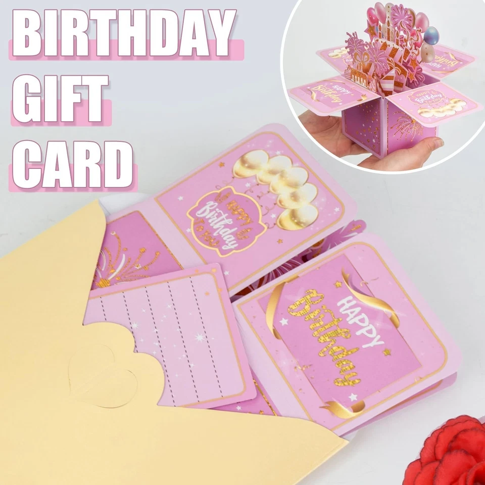 Tarjetas de feliz cumpleaños emergentes sorpresa, precioso cumpleaños 3D Foto 4 de 4