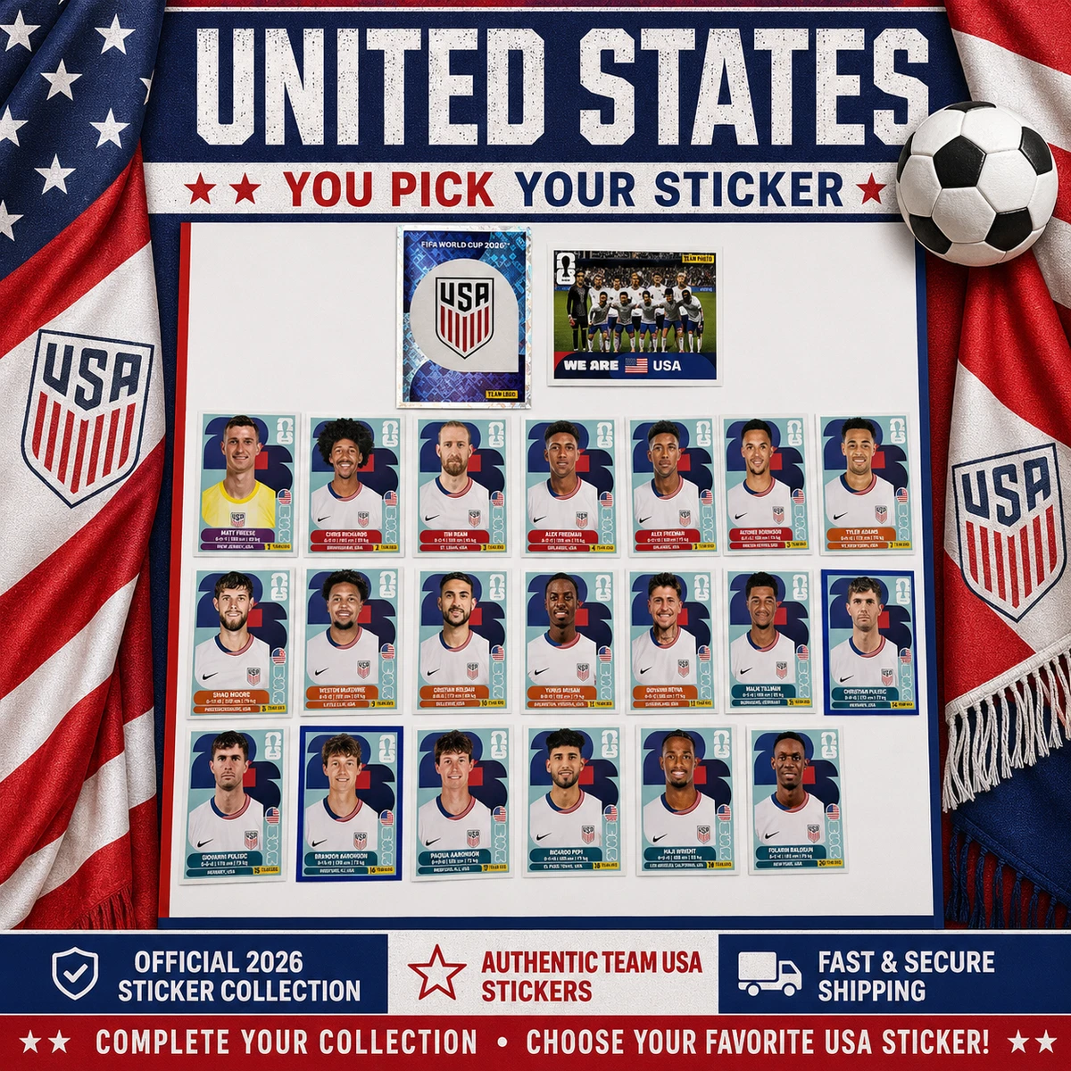 FIFA World Cup Soccer United States Original Sports Trading Cards