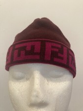 Fendi Original Knit Beanie Hat Flow Burgundy Authentic Nice