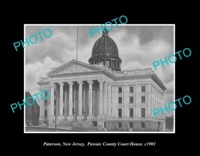 OLD POSTCARD SIZE PHOTO PATERSON NEW JERSEY VIEW OF THE COURT HOUSE c1901
