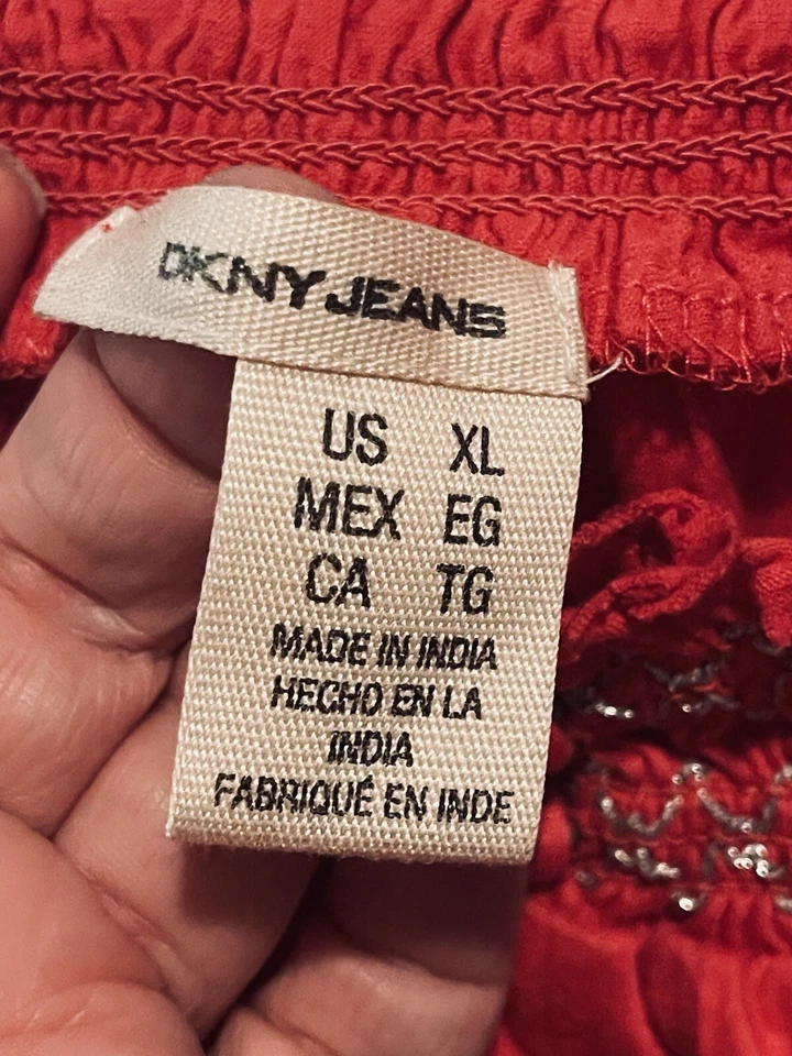 DKNY Jeans Y2K Pink Babydoll Embroidered Style Bubble Tank Top Sz XL - Изображение 4 из 4