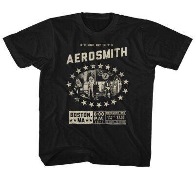 Aerosmith Rock Out Boston MA 1974 Admit One Youth T Shirt Rock Band Music Merch