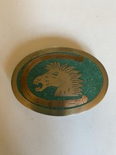 Belt Buckle Vintage Silver And Turquoise Horse Belt Buckle Mexico