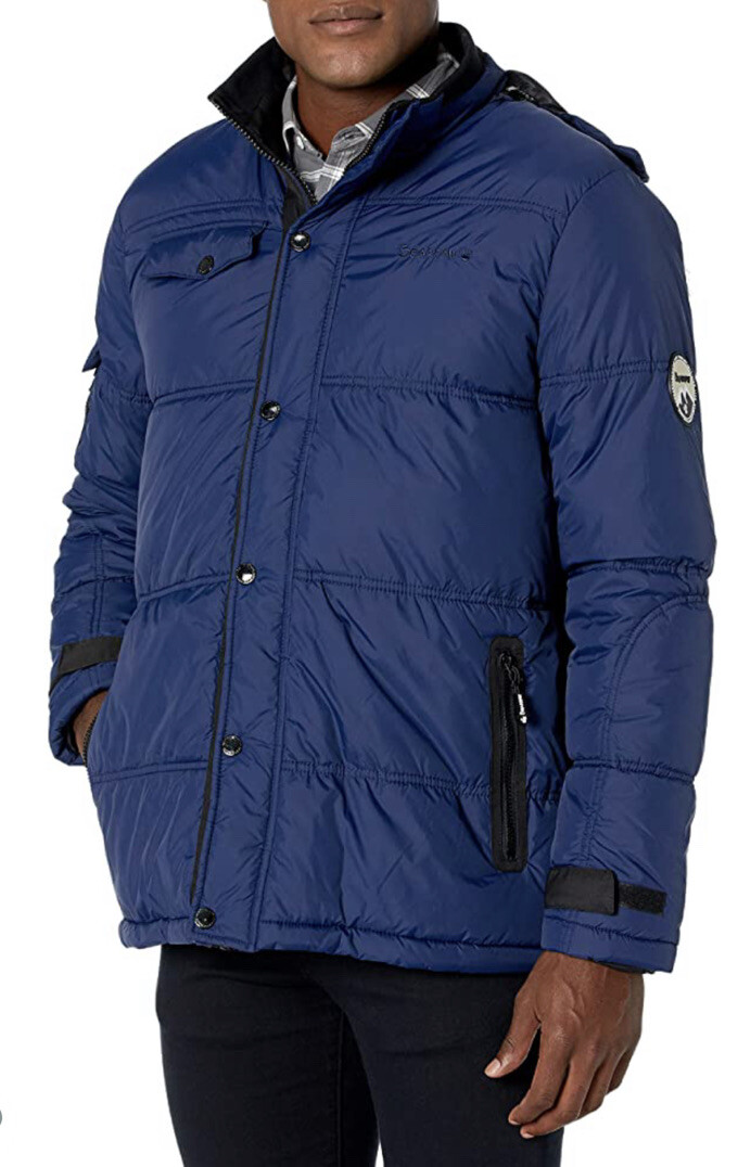 New Bearpaw Durham Mens Navy Fur Hooded Zip Jacket Coat S | eBay