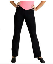 CAPEZIO STUDIO COLLECTION CROSS FRONT BLACK DANCE PANTS, 'V' WAIST, WOMEN'S M