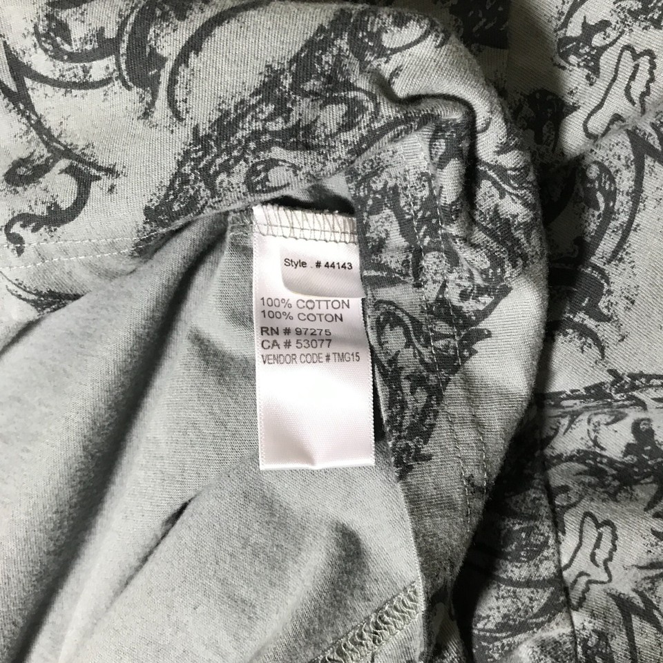 FOX Racing Spades AllOver Gray TSHIRT XL Embroidered Logo 100 Cotton