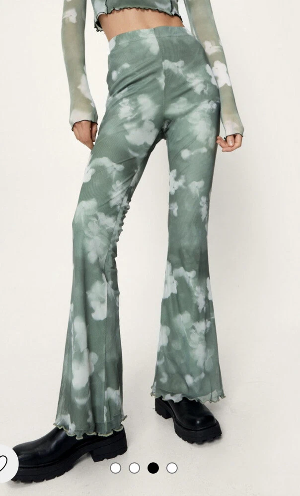 White mesh flare pants sales