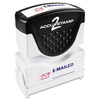 ACCUSTAMP 2 ''E-MAILED'' Pre-Inked Shutter Stamp Blue Red Ink  1 5/8 x 1/2 NEW
