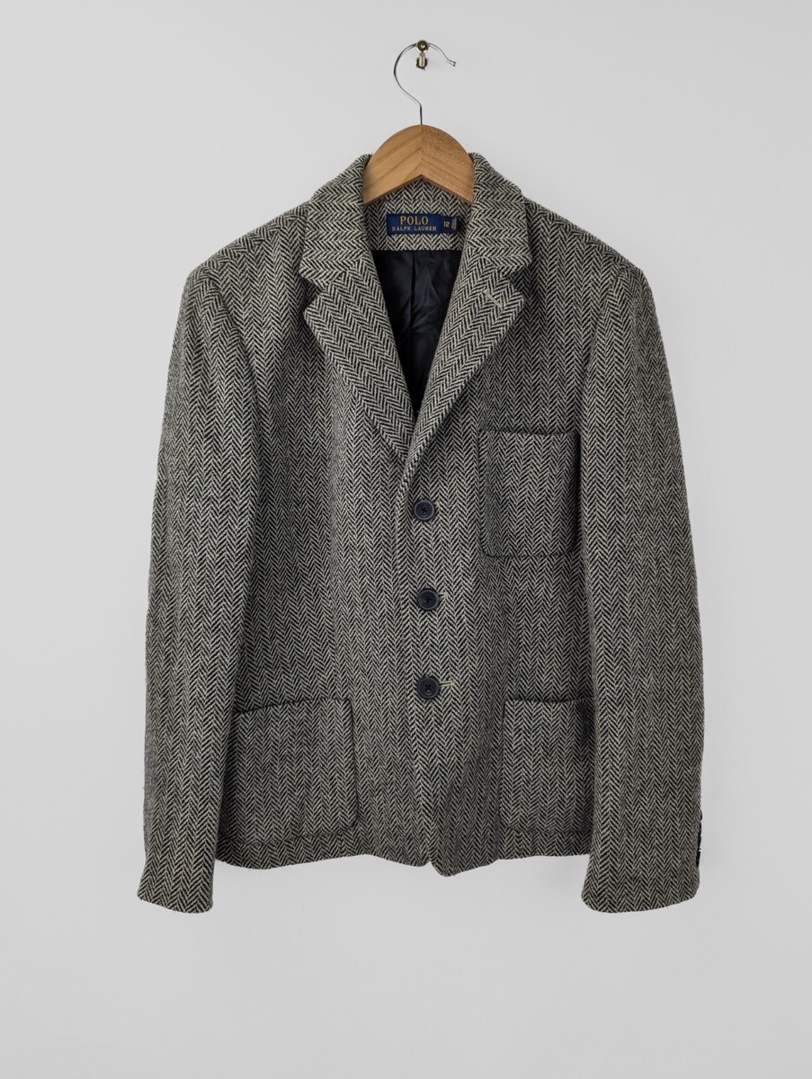 POLO RALPH LAUREN Women's Sz 12 Herringbone Tweed Blazer Jacket