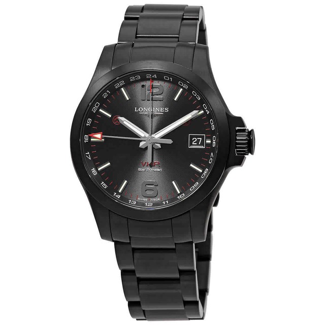 Longines Conquest SWISS Automatic Black Dial Leather Strap Men's Watch  L37784583 | eBay