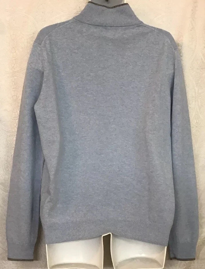 Nieman Marcus Cloud Cashmere Sweater Baby Blue Gray Trim  Half Zip Size XLarge - Image 2 of 4