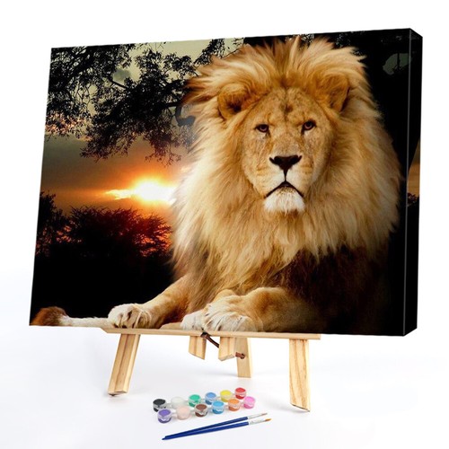 Lion Oil Paint By Numbers Kit Canvas Drawing DIY Coloring Picture for Adult ~G - Picture 3 of 8