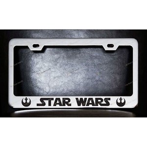 Star Wars Stormtrooper License Plate Frame – 3D Raised Logo Text – Fits Front Or Rear – Black Plastic