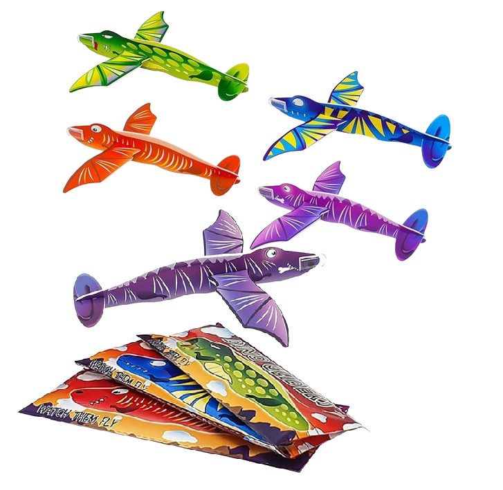 Henbrandt 48XDino Gliders Dinosaur Flying Planes Party Bag Filler Toy For Kids