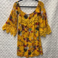 Southern Fried Chics Boho Bell Sleeve Mini Dress Size Small