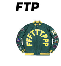 FTP League Varsity Jacket Green XL Embroidered FuckThePopulation In Hand