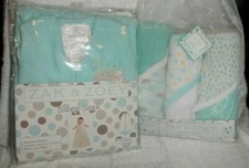 Zak  Zoey set of 3 hooded towels and a Sleep Sack 0-12 months aqua and white