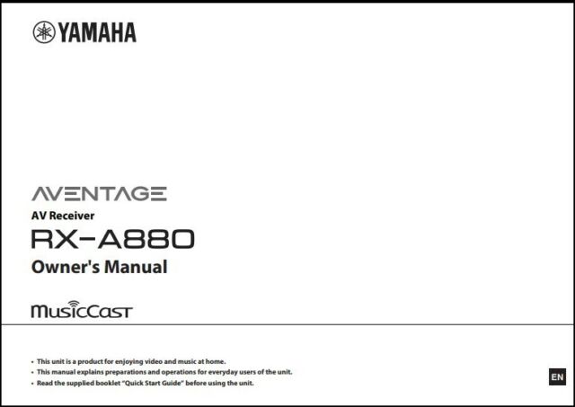 Yamaha RX-A880 AV Receiver Owner's Manual - Operating Instructions