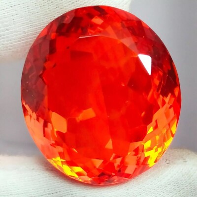 GIE Certified Natural 500 Ct+ Mexican Fire Opal Red Orange Oval Cut Gemstone